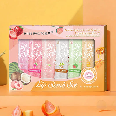 6 piece lip scrub set for brightening dark lips care
