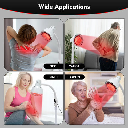 275W Adjustable Infrared Heat Lamp for Muscle&Joint Pain Relief, 360° Rotatable Infrared Therapeutic Light, 0-115℃ Temp Control