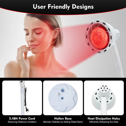 275W Adjustable Infrared Heat Lamp for Muscle&Joint Pain Relief, 360° Rotatable Infrared Therapeutic Light, 0-115℃ Temp Control