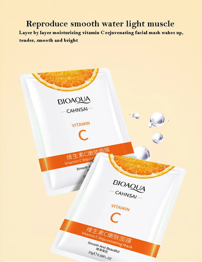 Vitamin C Facial Mask – Brightening & Moisturizing Skin Repair (10pcs)