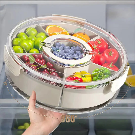 Fruit Tray Six Grids Multi Compartment Round Snack