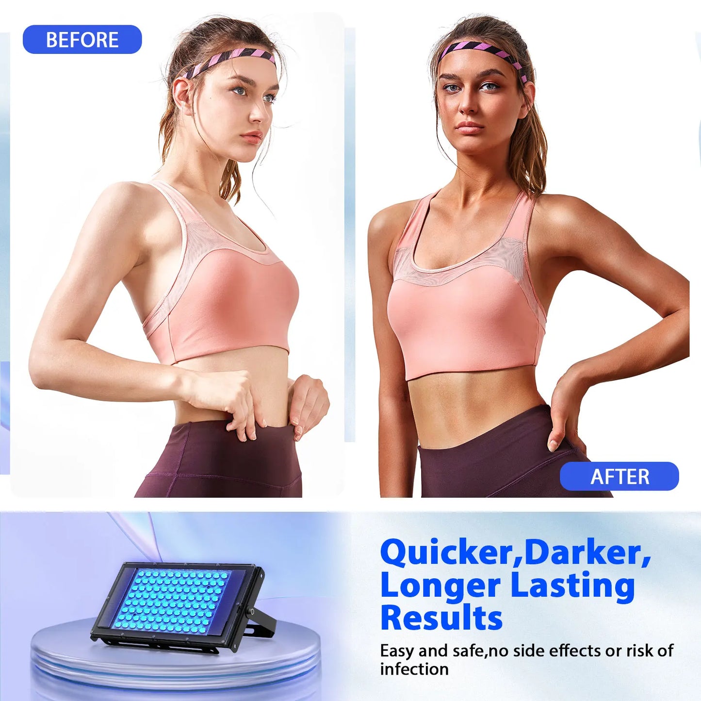 50W Tanning Lamp 460+480nm Blue Light for Home Tanning Solarium LED Solarium Tanning Machine for Face and Body 5Brightness Level