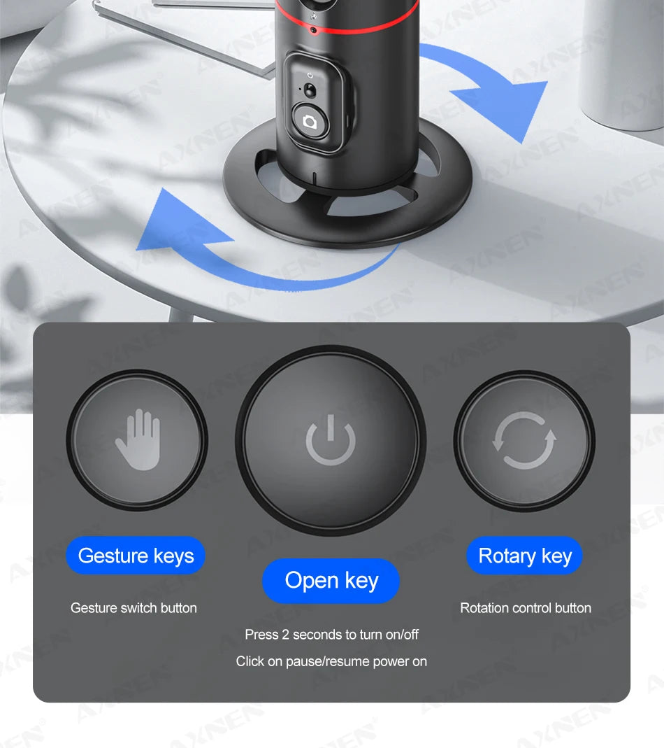 360 Rotation Auto Face Tracking Gimbal Stabilizer Desktop Following Video Shooting with Remote Shutter for Smartphones
