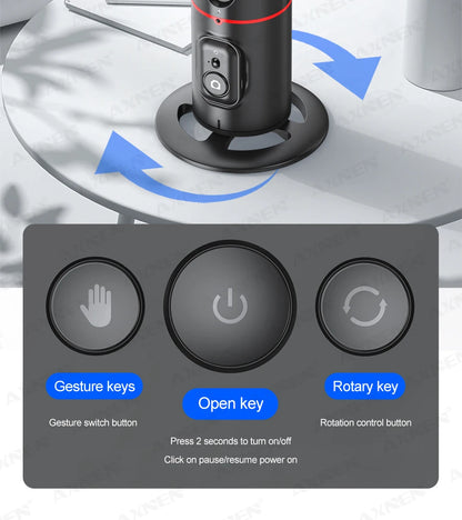 360 Rotation Auto Face Tracking Gimbal Stabilizer Desktop Following Video Shooting with Remote Shutter for Smartphones