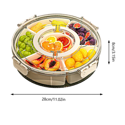 Fruit Tray Six Grids Multi Compartment Round Snack