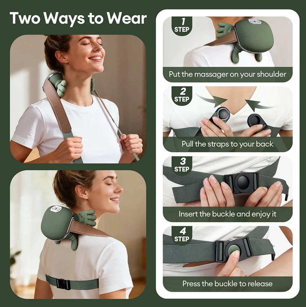 Neck Shoulder Massager Finger Pressure Shiatsu Neck Back and Shoulder Massager Electric Kneading Neck Deep Massage Muscle Relax
