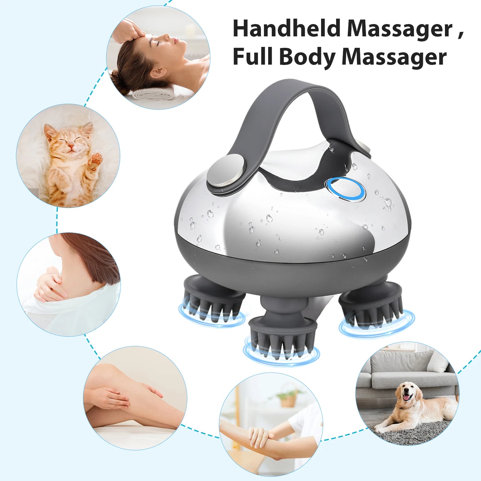 electric scalp massager with 8 silicone heads for hair growth
