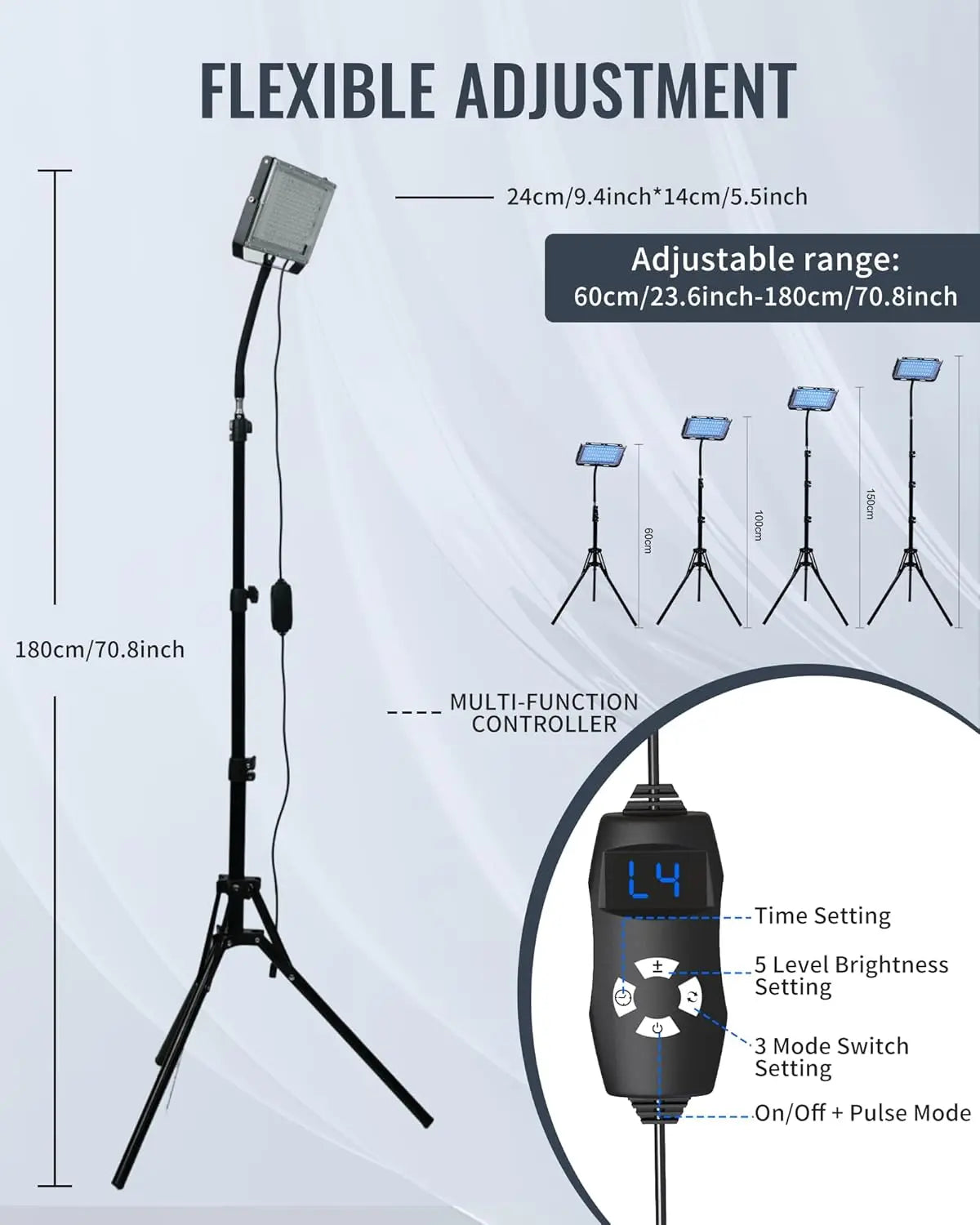 50W Tanning Lamp 460+480nm Blue Light for Home Tanning Solarium LED Solarium Tanning Machine for Face and Body 5Brightness Level