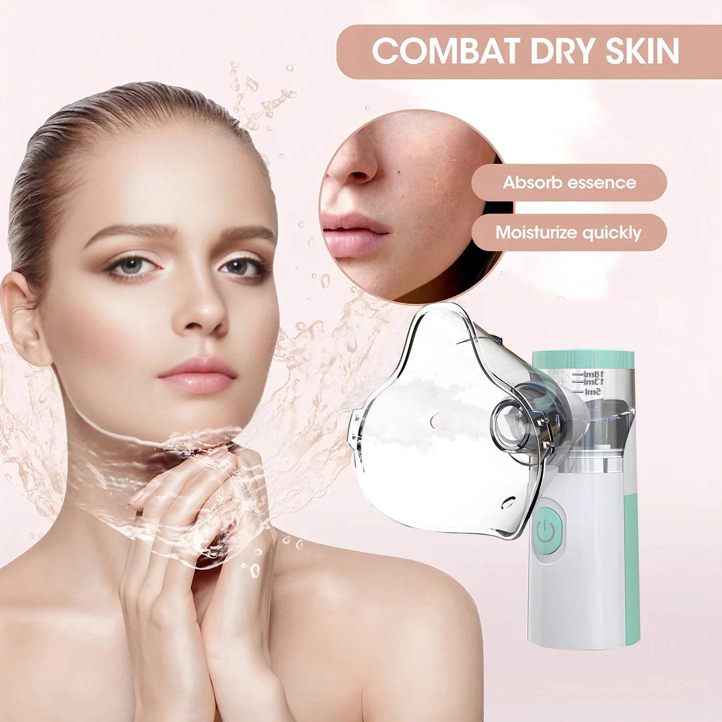 Handheld Mini Facial Steamer Silent Mesh Nebulizer Humidifier Face Skin Care Rehydration Device