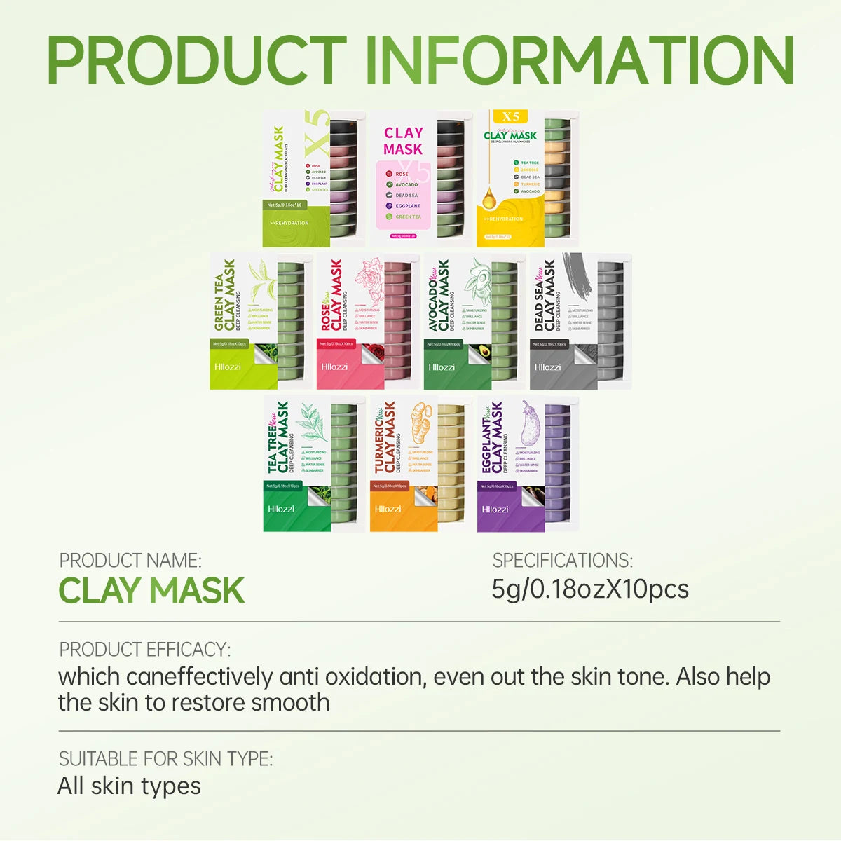 10 piece mud mask set for deep cleansing and brightening skin
