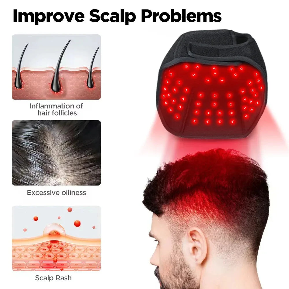Red Light Hats for Hair Regrowth Infrared light Cap Thinning Anti Hair Loss Anxiety Stress Reduce Migraine Scalp Relax Massager
