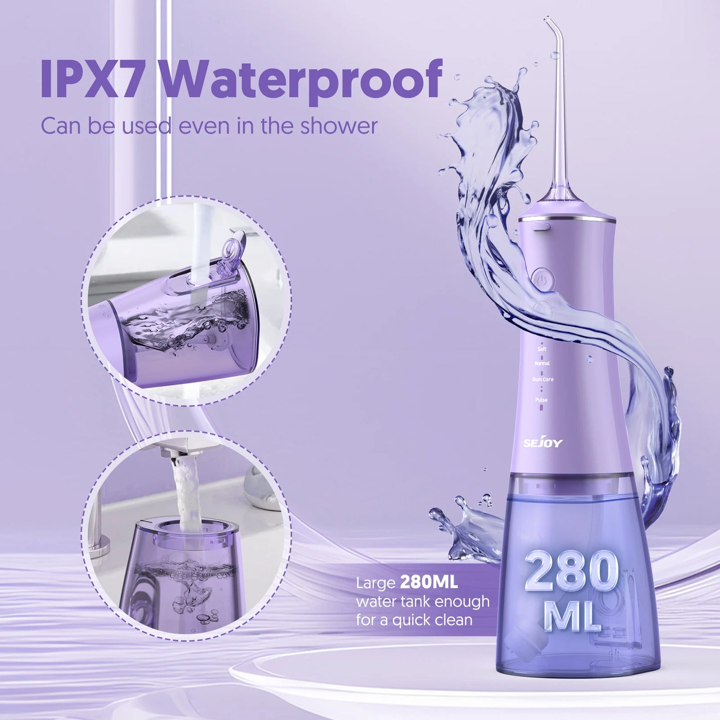 SEJOY Water Flosser Irrigator Dental Teeth Whitening strips Portable 230ML Tank 5 Modes 8 Jet Tips Washing Machine for Home