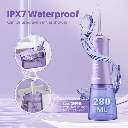 SEJOY Water Flosser Irrigator Dental Teeth Whitening strips Portable 230ML Tank 5 Modes 8 Jet Tips Washing Machine for Home