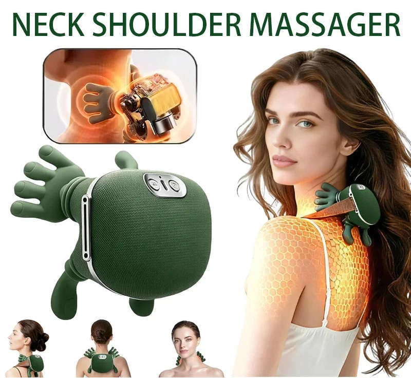 Neck Shoulder Massager Finger Pressure Shiatsu Neck Back and Shoulder Massager Electric Kneading Neck Deep Massage Muscle Relax