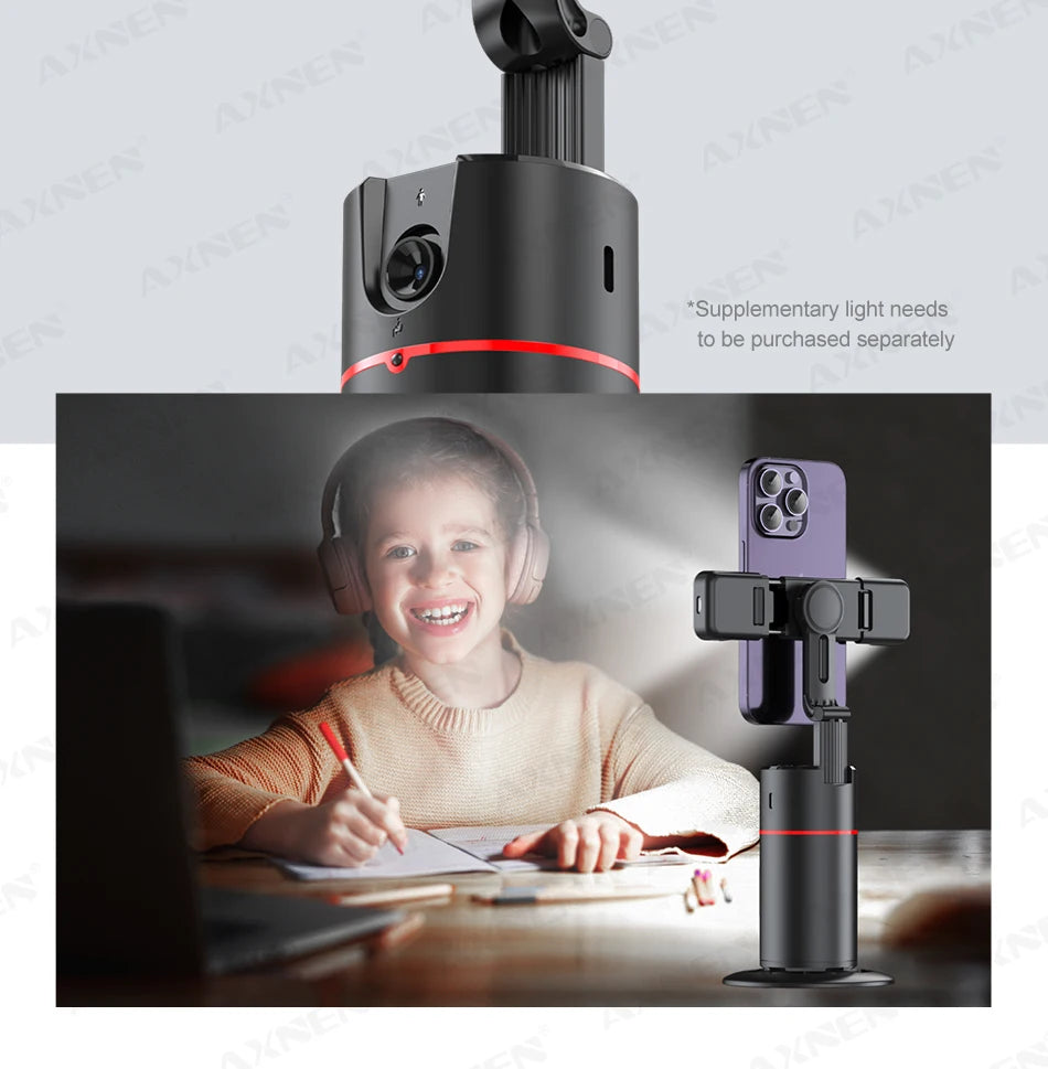 360 Rotation Auto Face Tracking Gimbal Stabilizer Desktop Following Video Shooting with Remote Shutter for Smartphones