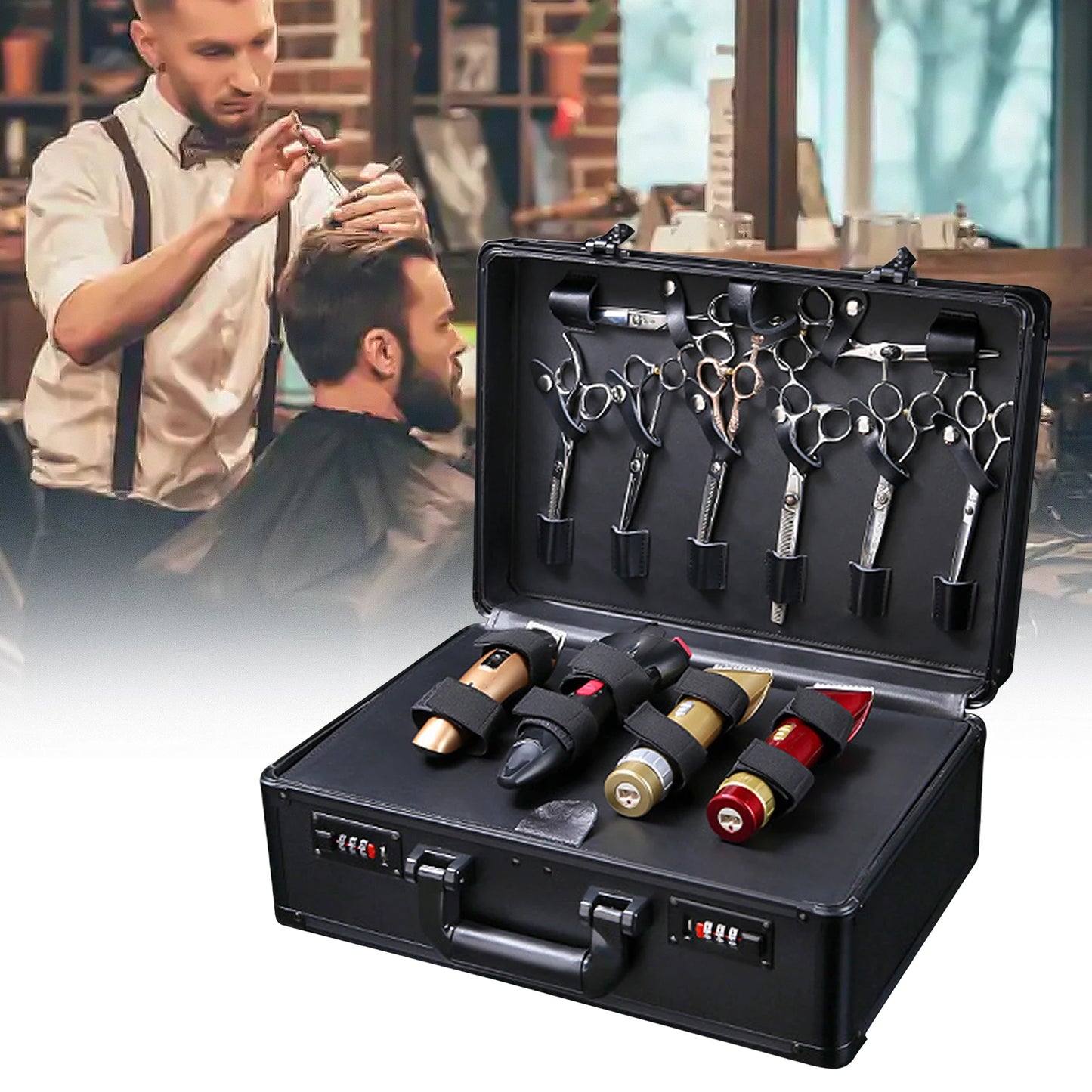 aluminum hairdressing tools case for barber and hairstylist storage
