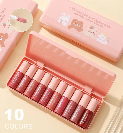 Twelve-Piece Lip Gloss Set, Water-Glossy Mirror Shimmer Lip Gloss, Moisturizing Lip Gloss, Non-Fading, Easy to Apply, Long-Lasting Makeup Effect Lip Gloss Set