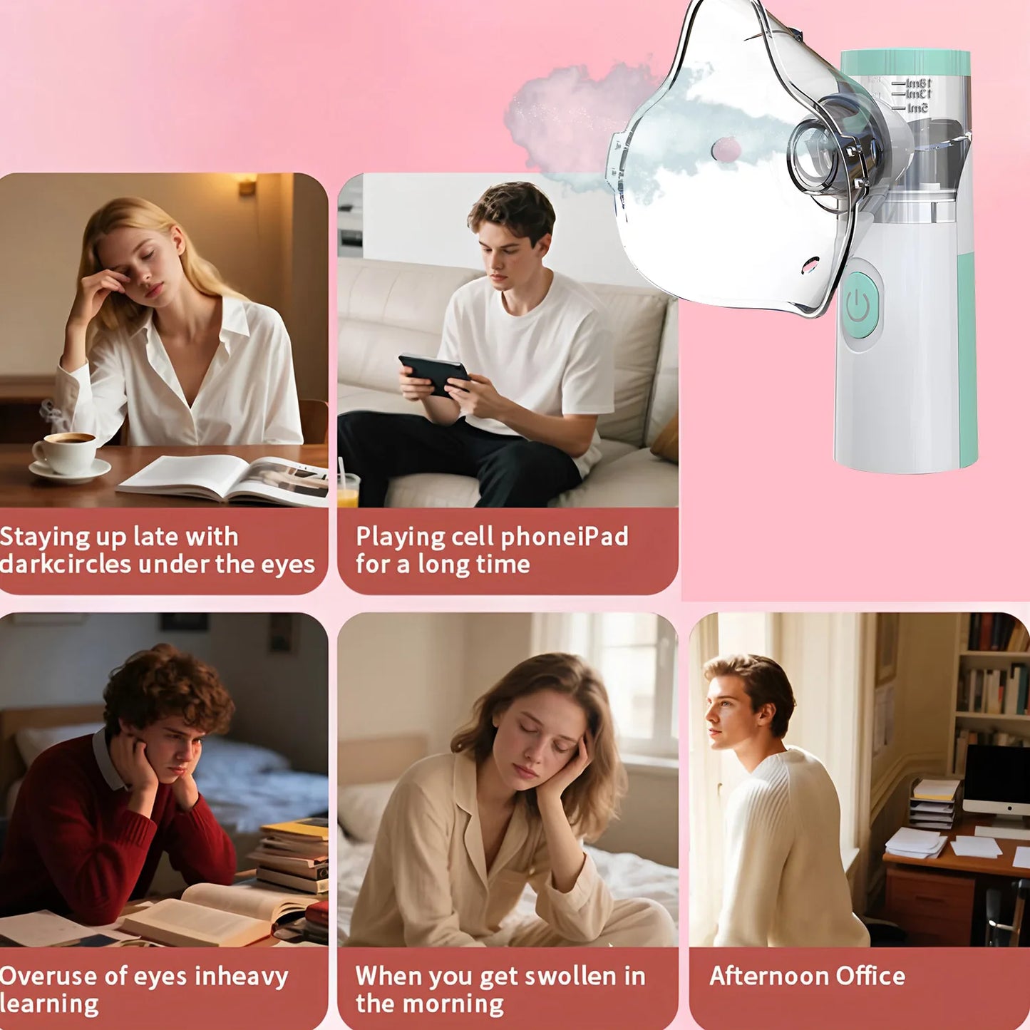 Handheld Mini Facial Steamer Silent Mesh Nebulizer Humidifier Face Skin Care Rehydration Device