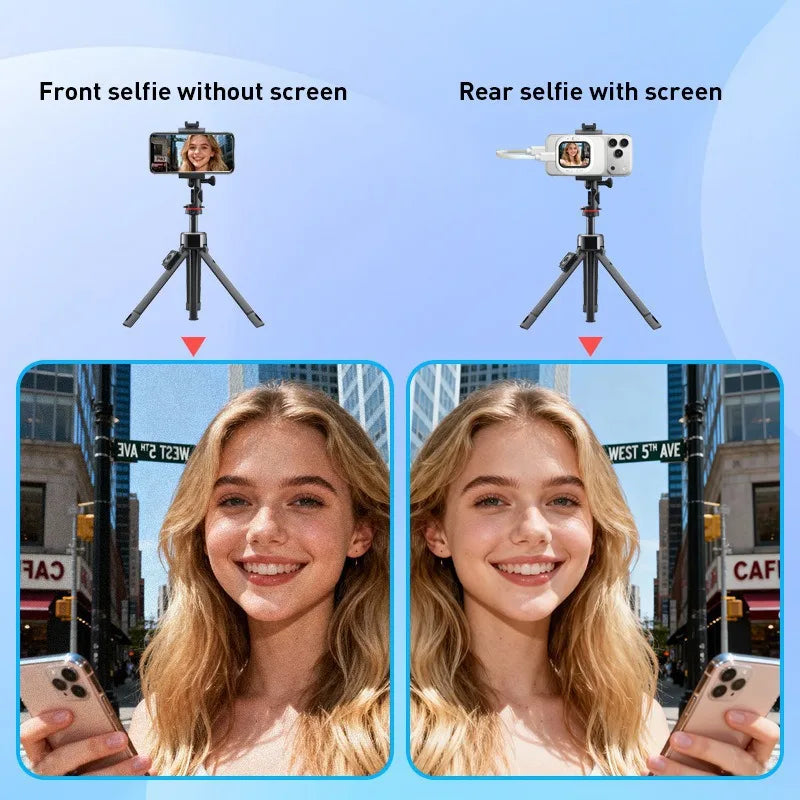 Magnetic selfie monitor screen, mini wireless phone rear camera, video log live-streaming selfie, mobile phone selfie screen