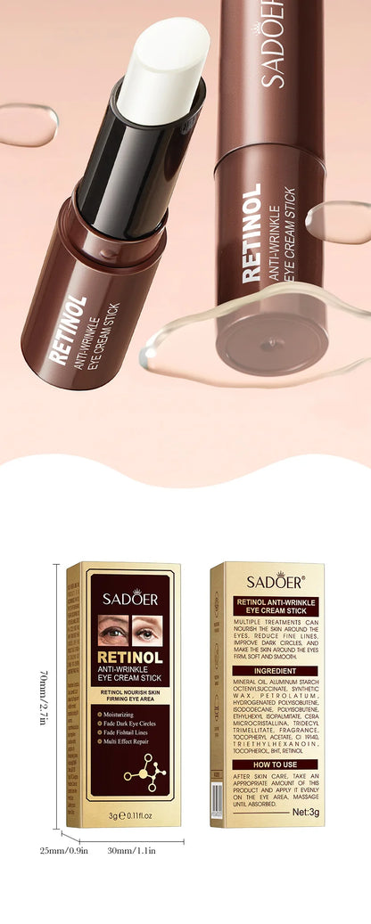 Retinol Eye Cream Stick Removing Anti Dark Circles Under the Eyes Moisturizing Firming Eyes Brighten Eye Skin Care Products