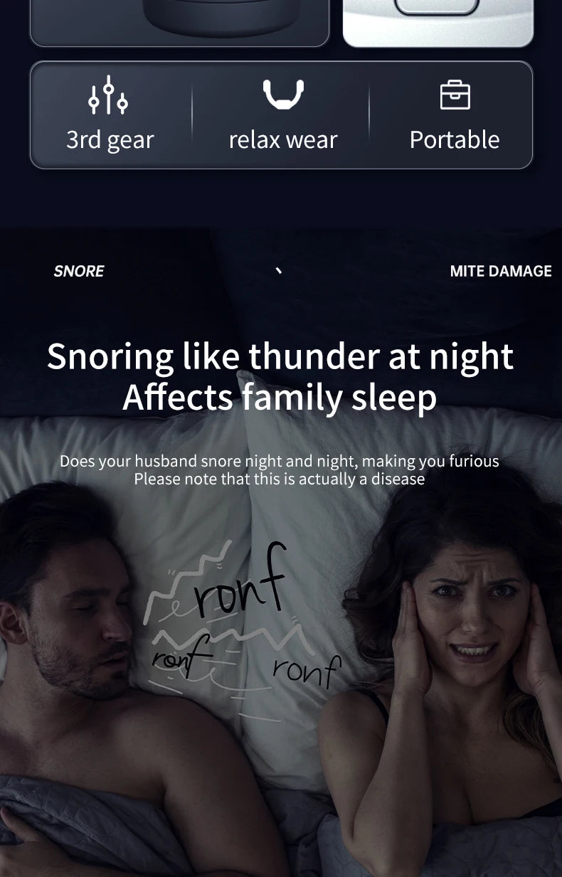 Anti-Snore Device with Dual-Pulse Stimulation - Sleep Apnea Relief, Snore Reduction,  Muscle Trainer for Silent Night