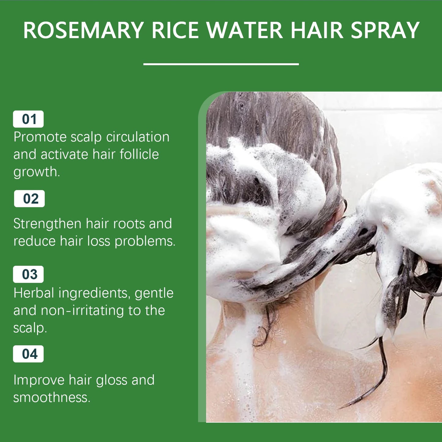 Rosemary Rice Water Hair Growth Spray with Peppermint Biotin Advanced Scalp Treatment for Thinning Hair Regrowth for Men & Women