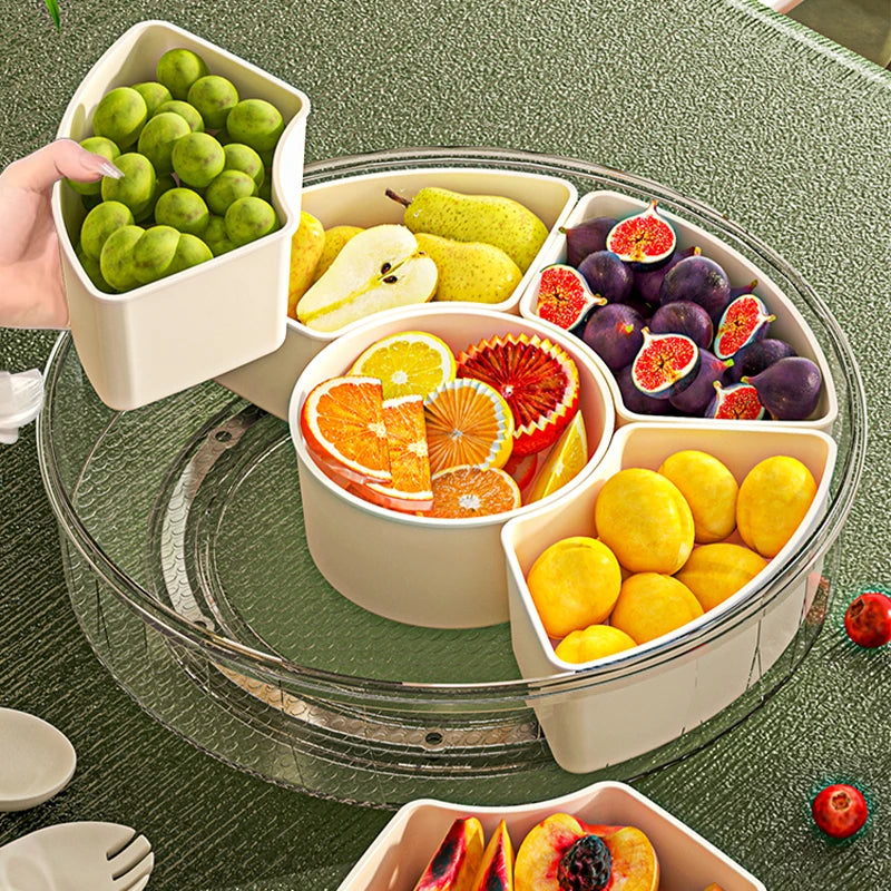 Fruit Tray Six Grids Multi Compartment Round Snack