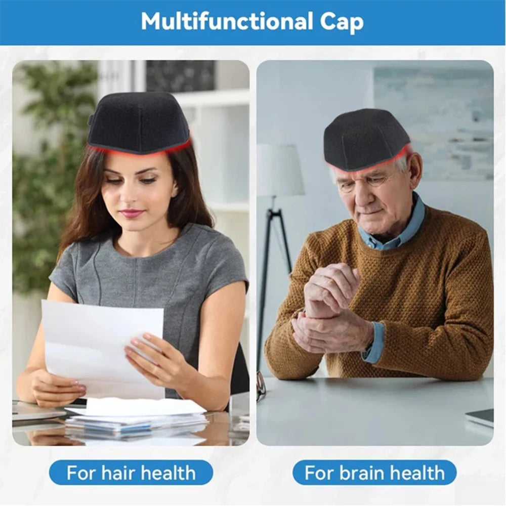 Red Light Hats for Hair Regrowth Infrared light Cap Thinning Anti Hair Loss Anxiety Stress Reduce Migraine Scalp Relax Massager