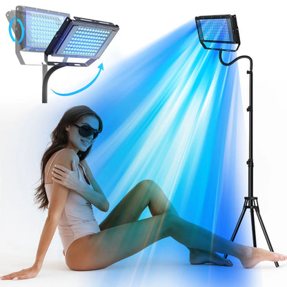 50W Tanning Lamp 460+480nm Blue Light for Home Tanning Solarium LED Solarium Tanning Machine for Face and Body 5Brightness Level