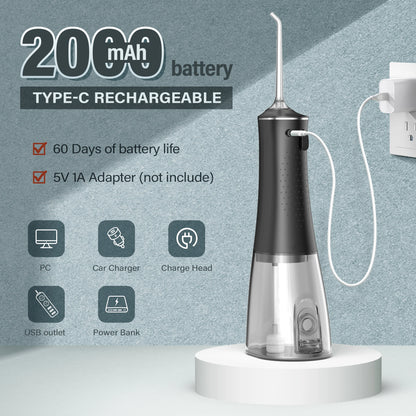 SEJOY Water Flosser Irrigator Dental Teeth Whitening strips Portable 230ML Tank 5 Modes 8 Jet Tips Washing Machine for Home