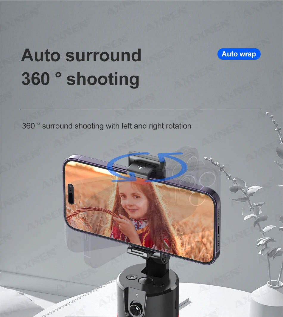 360 Rotation Auto Face Tracking Gimbal Stabilizer Desktop Following Video Shooting with Remote Shutter for Smartphones