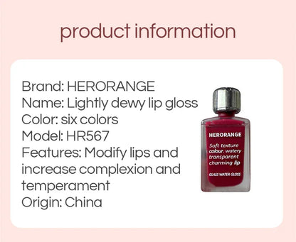 Lightly Glass Water Gloss Herorange Lip Glaze Mirror Moisturizing Plump Lips Not Easy To Stick To The Cup Long-Lasting Makeup