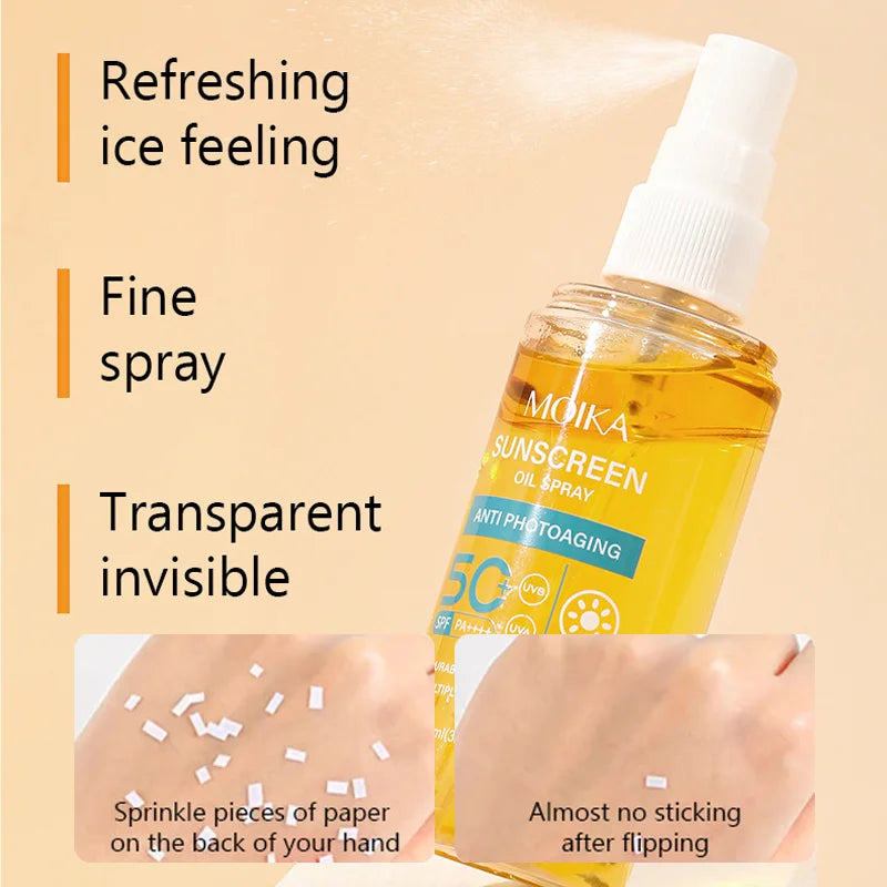 Long Lasting Moisturizing Sunscreen Spray Moisturizing Anti Ultraviolet Light, Thin, Breathable, Safe and Mild