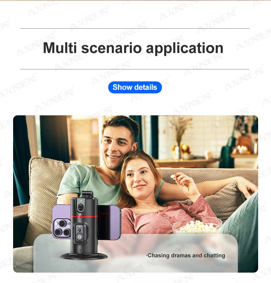 360 Rotation Auto Face Tracking Gimbal Stabilizer Desktop Following Video Shooting with Remote Shutter for Smartphones