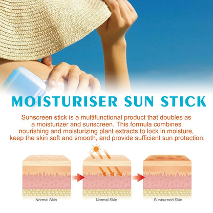 Moisturiser Sun Stick SPF50+ UV Protection Waterproof & Sweatproof Lightweight Non-Greasy Isolation Face Body Sunblock Stick