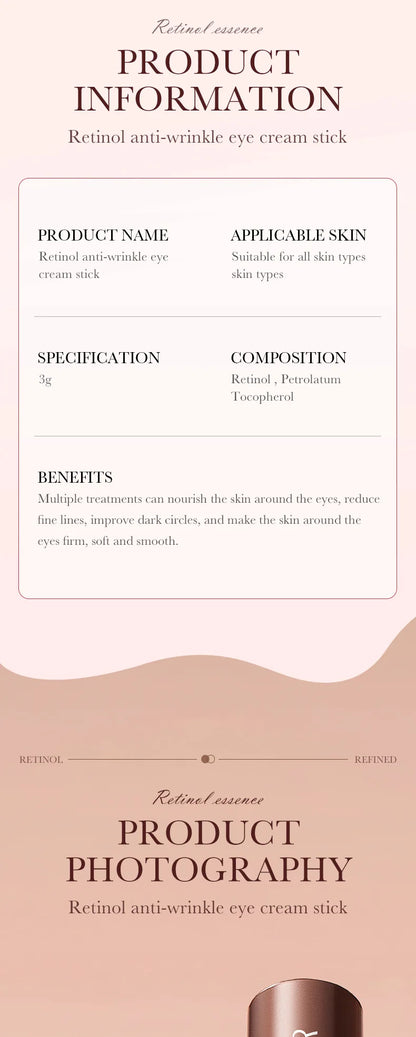 Retinol Eye Cream Stick Removing Anti Dark Circles Under the Eyes Moisturizing Firming Eyes Brighten Eye Skin Care Products