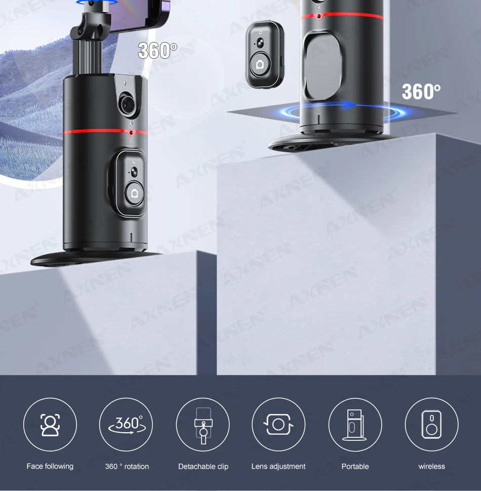 360 Rotation Auto Face Tracking Gimbal Stabilizer Desktop Following Video Shooting with Remote Shutter for Smartphones