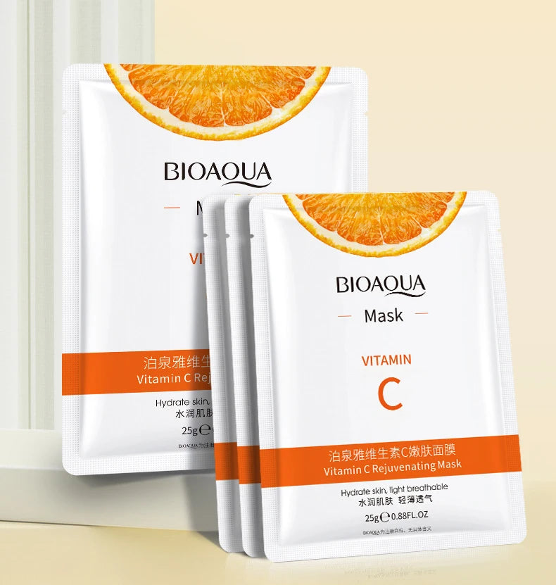 Vitamin C Facial Mask – Brightening & Moisturizing Skin Repair (10pcs)