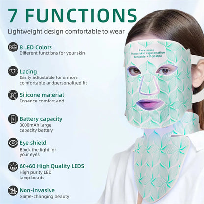 LED 8‑Color Face & Neck Mask – Anti‑Aging, Acne & Skin Tightening