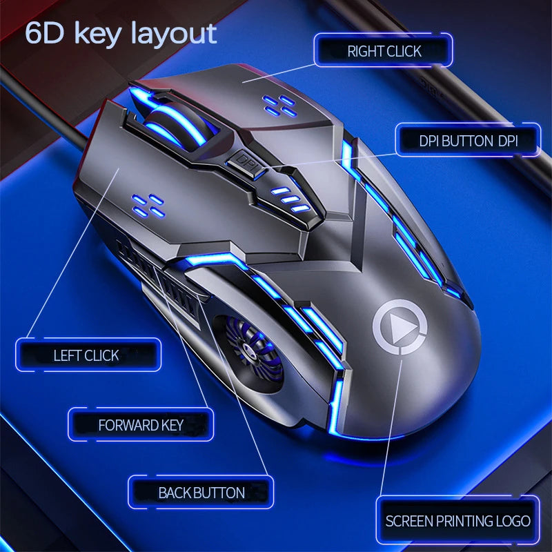 UTHAI Six key 3200PDI wired illuminated gaming mouse