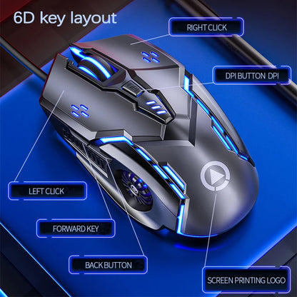 UTHAI Six key 3200PDI wired illuminated gaming mouse