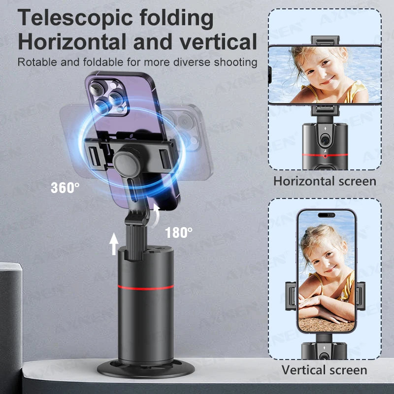 360 Rotation Auto Face Tracking Gimbal Stabilizer Desktop Following Video Shooting with Remote Shutter for Smartphones