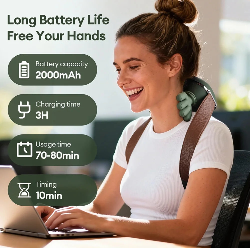 Neck Shoulder Massager Finger Pressure Shiatsu Neck Back and Shoulder Massager Electric Kneading Neck Deep Massage Muscle Relax
