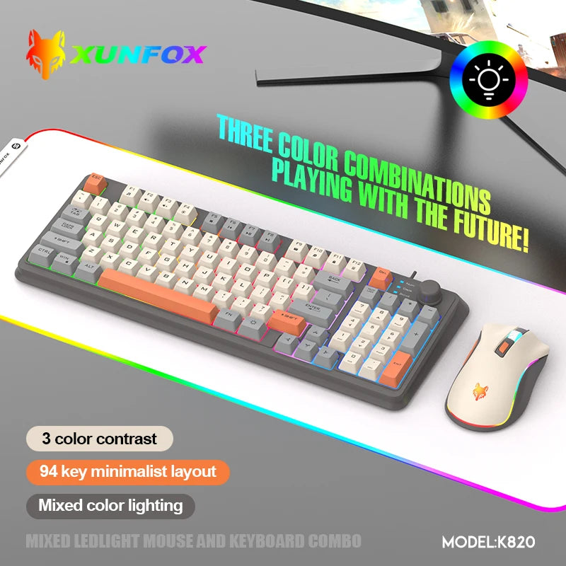 Wired gaming keyboard, RGB backlight ultra compact
