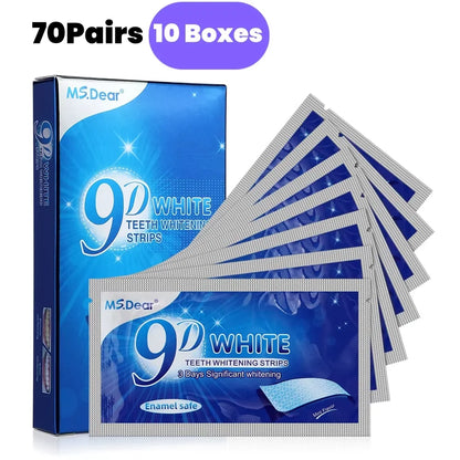 9D Gel White Teeth Cleaning Strips Oral Hygiene Care Double Elastic Teeth Bleaching Strips False Teeth Veneers Tooth Beauty Tool