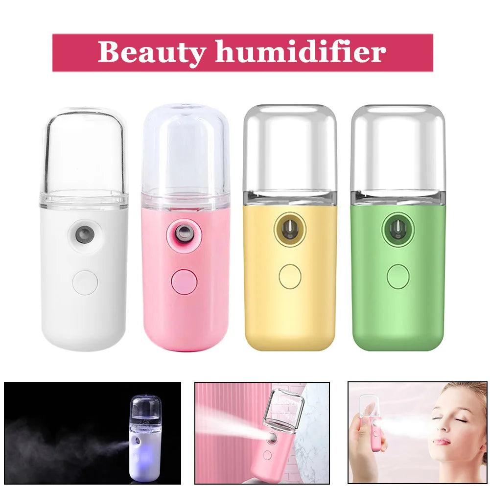 Mini Nano Mister 30ml Visual Water Tank Cool Mist Facial Steamer Mini Beauty Device Handy Hydrating Sprayer for Skin Care Makeup