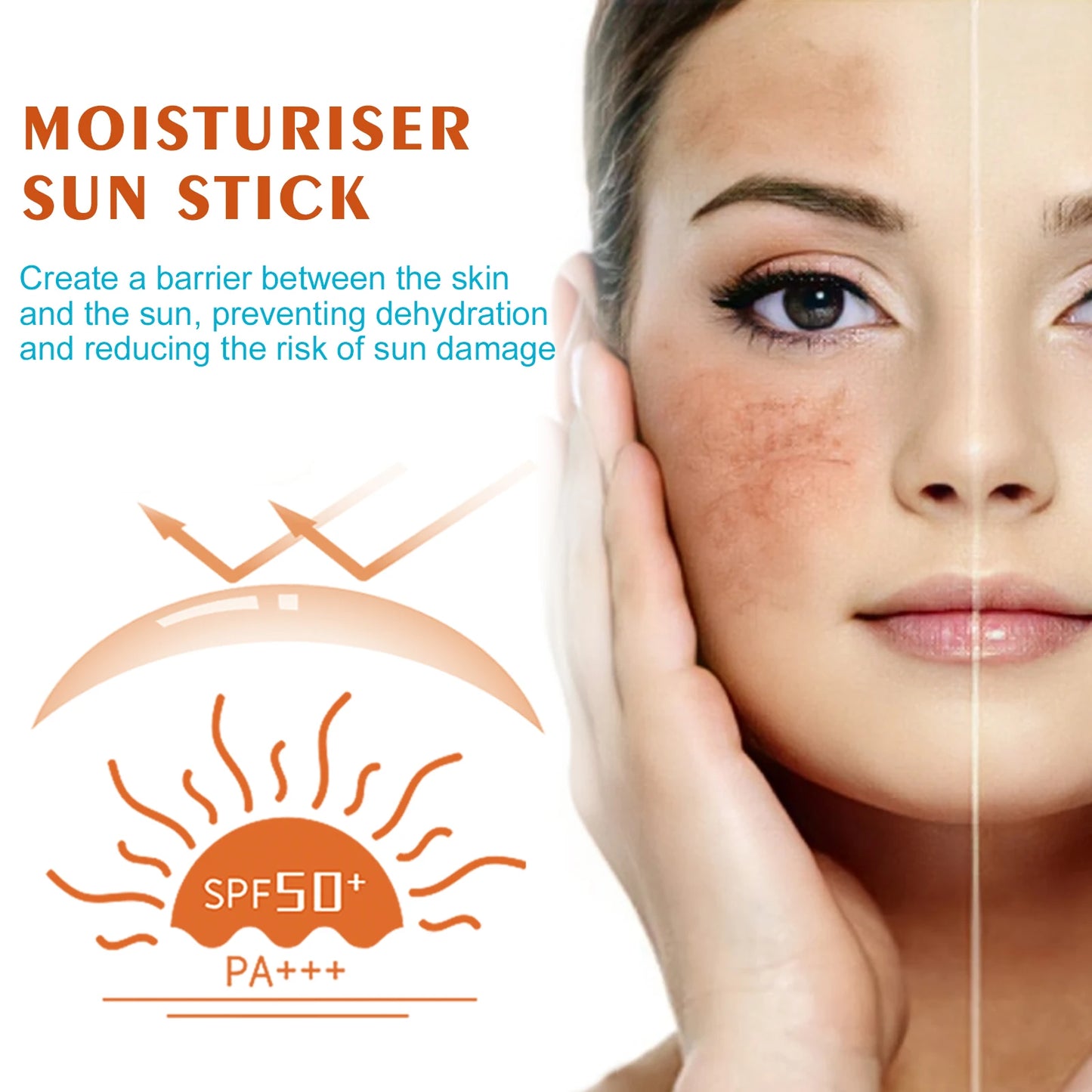 Moisturiser Sun Stick SPF50+ UV Protection Waterproof & Sweatproof Lightweight Non-Greasy Isolation Face Body Sunblock Stick