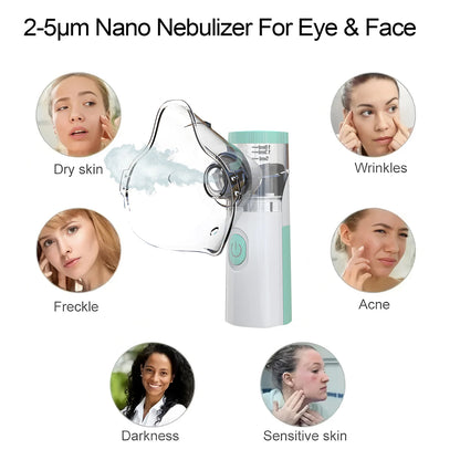 Handheld Mini Facial Steamer Silent Mesh Nebulizer Humidifier Face Skin Care Rehydration Device