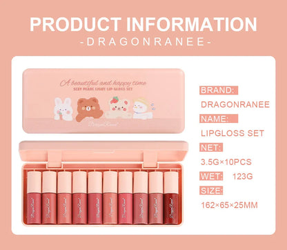 Twelve-Piece Lip Gloss Set, Water-Glossy Mirror Shimmer Lip Gloss, Moisturizing Lip Gloss, Non-Fading, Easy to Apply, Long-Lasting Makeup Effect Lip Gloss Set
