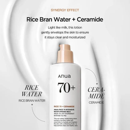 anua rice toner and milk lotion set for hydration and glow
